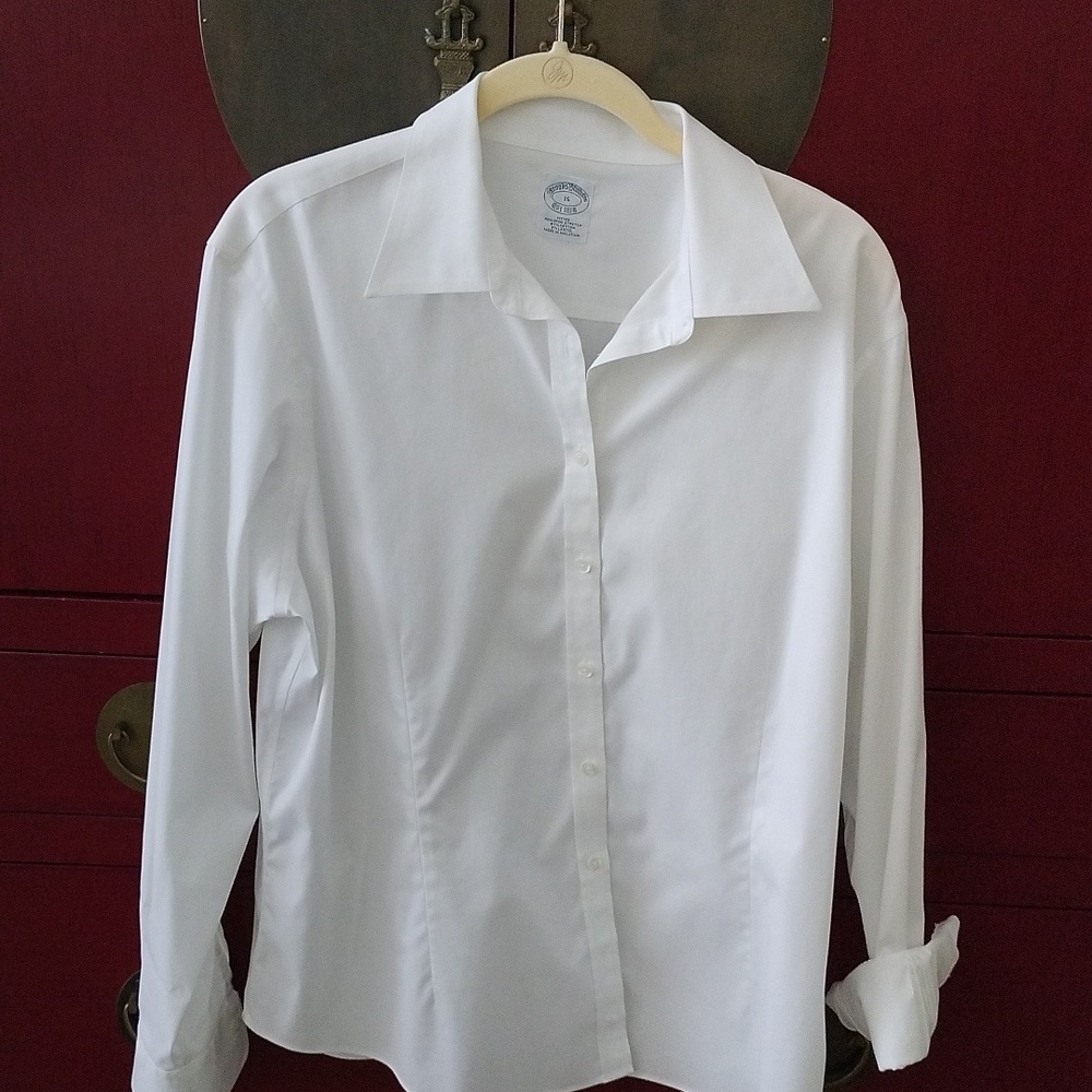 White Brooks Brothers no iron shirt